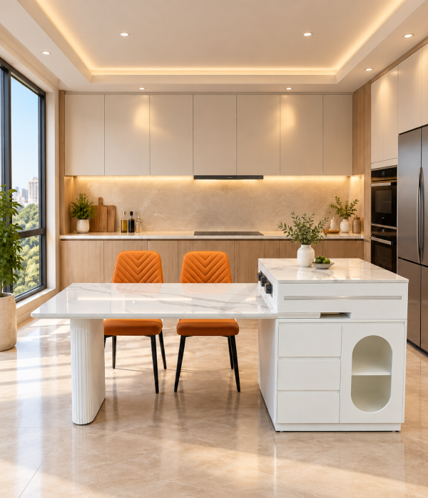 Bàn Đảo Kết Hợp Bàn Ăn Mặt Đá 2878S