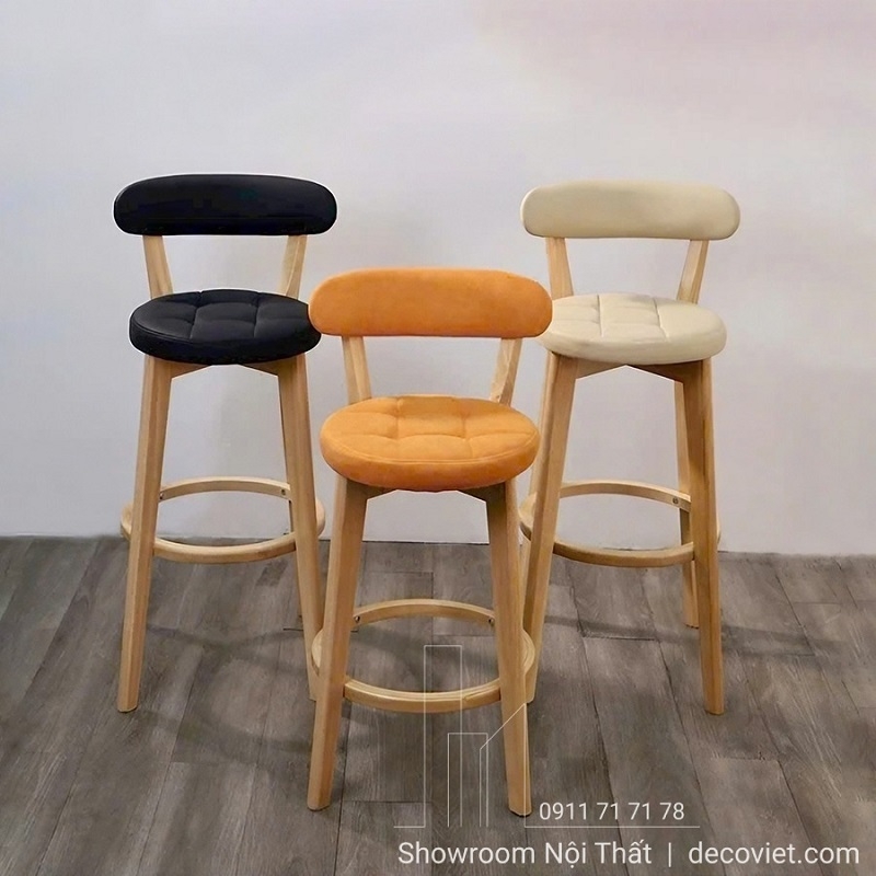 Ghế Bar Bọc Da Chân Gỗ 279T