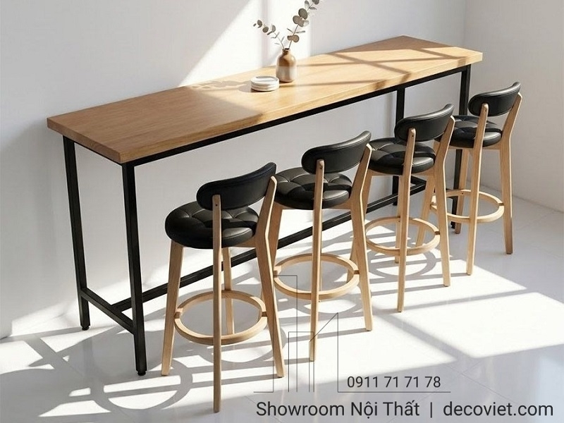 Ghế Bar Bọc Da Chân Gỗ 279T