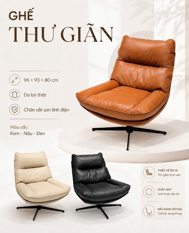 Ghế Đọc Sách Bọc Da 3134T