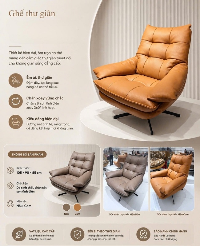 Ghế Đọc Sách Xoay 3133T