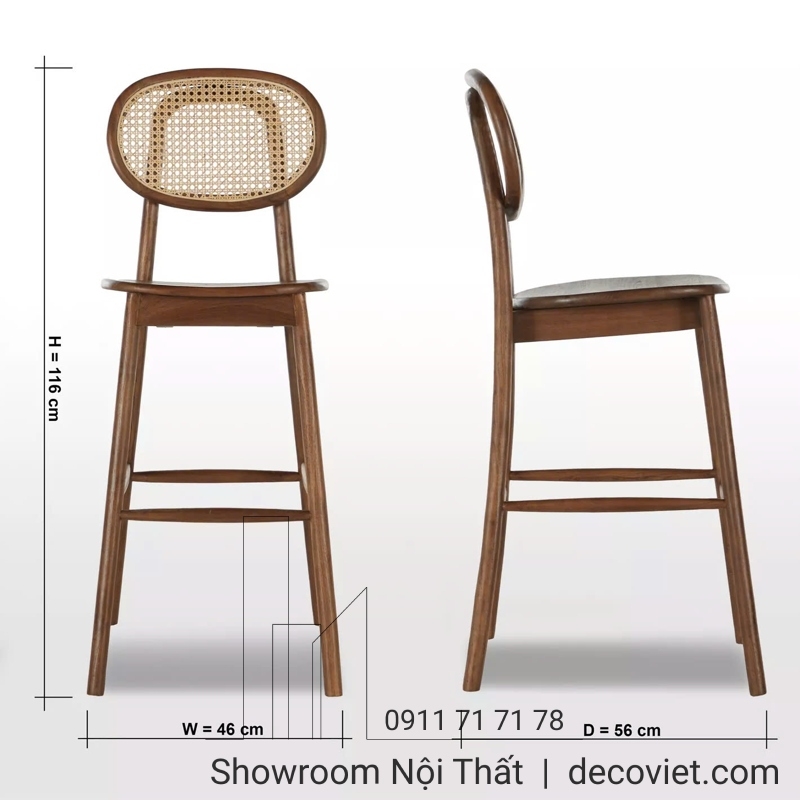 Ghế Quầy Bar Gỗ 250T
