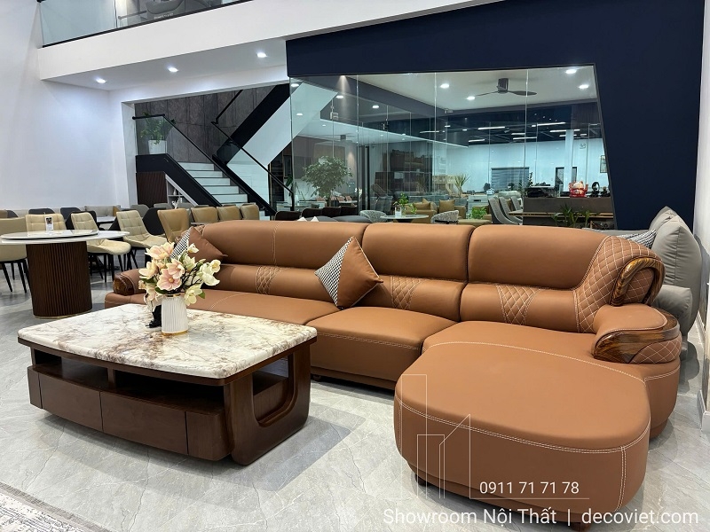 Ghế Sofa Gỗ Mun Da Bò Cao Cấp 1091T