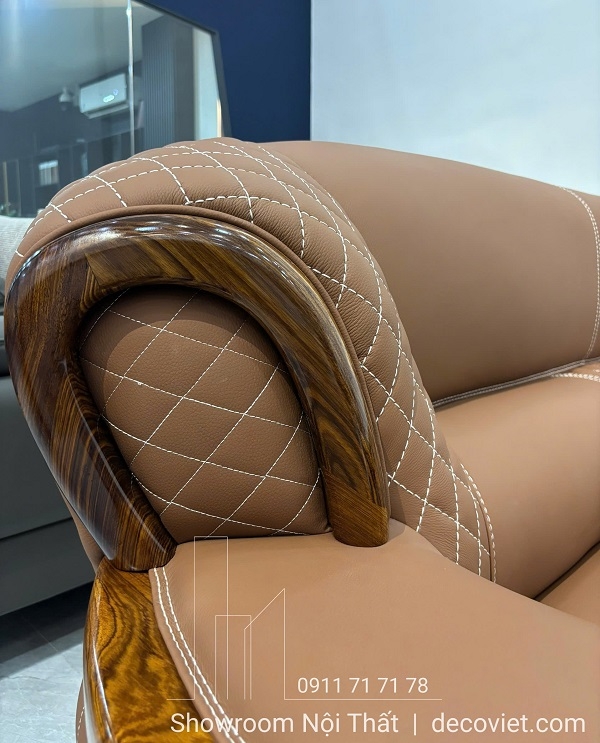Ghế Sofa Gỗ Mun Da Bò Cao Cấp 1091T