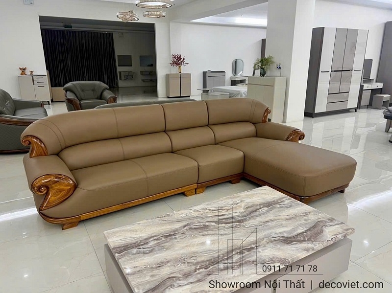 Sofa Gỗ Mun Da Bò Thật Nhập Khẩu 1053T