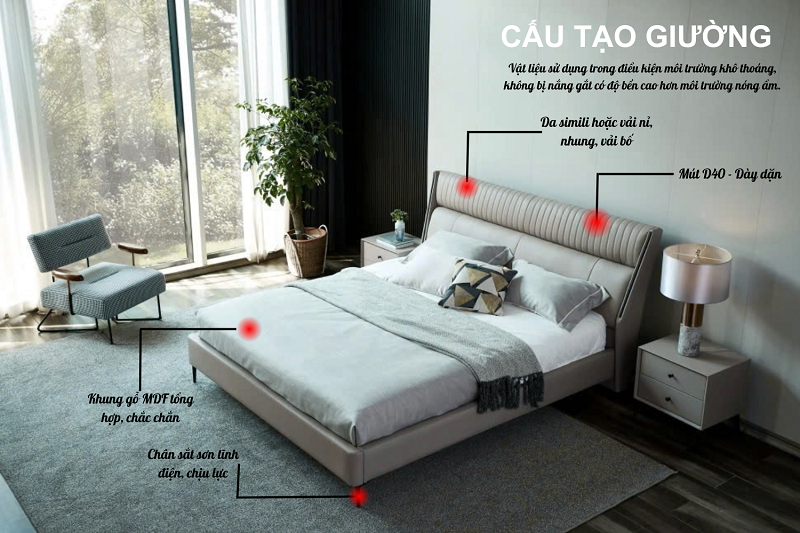 Giường Ngủ Bọc Da Hiện Đại 109T