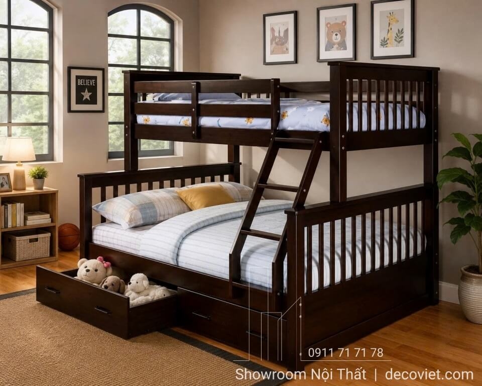 Giường Tầng Cho Bé 401T – Nâu