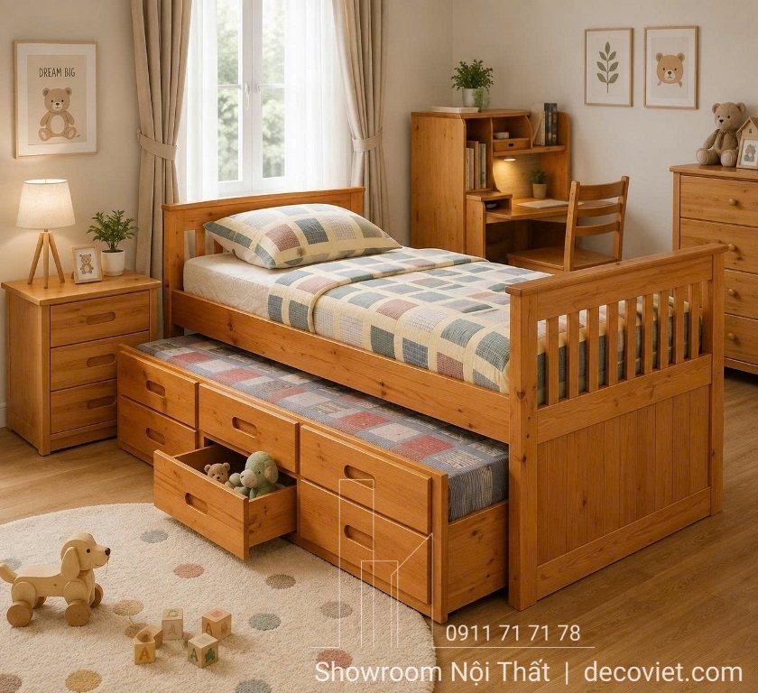 Giường Tầng Gỗ 407T – Vàng