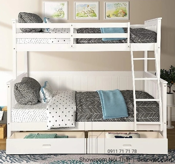 Giường Tầng Giá Rẻ 1T – Trắng