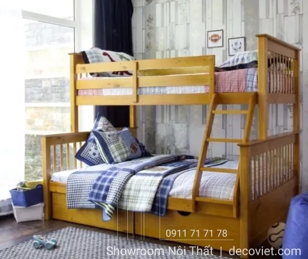 Giường Tầng Gỗ Giá Rẻ 1T – Vàng
