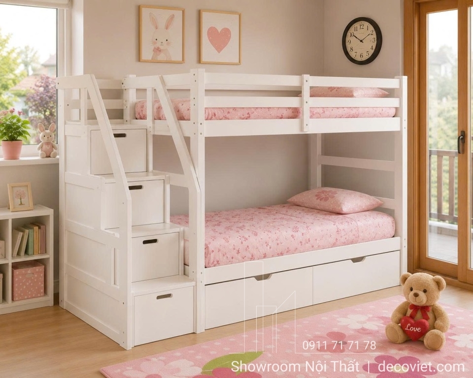 Giường Tầng Trẻ Em 403T – Trắng
