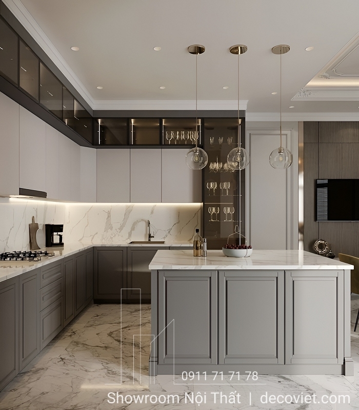 Mẫu Tủ Bếp Đẹp Hình Chữ L 418T