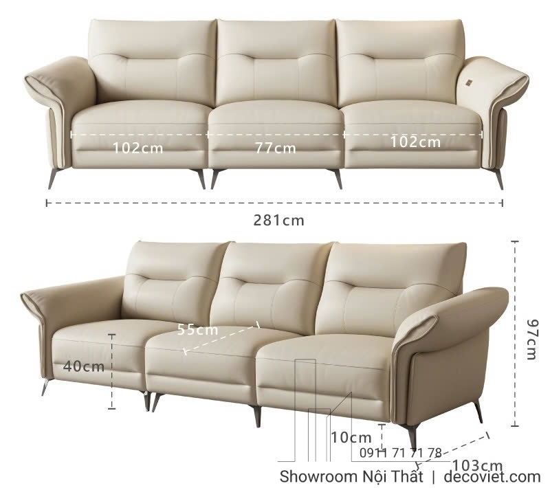Sofa Chỉnh Điện Phòng Khách 1685T