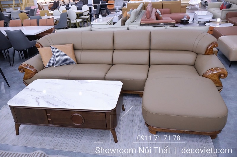 Sofa Gỗ Mun Da Bò Thật Nhập Khẩu 1053T