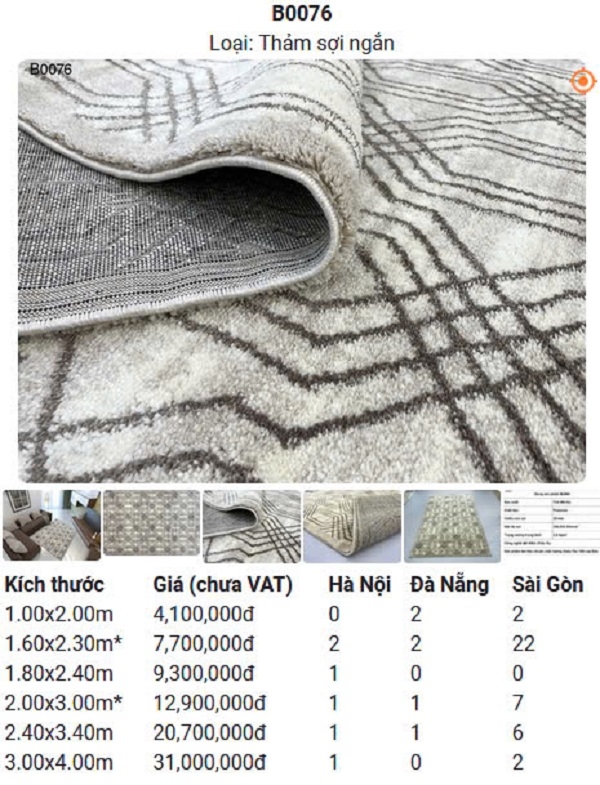 Thảm Sofa Sợi Ngắn B0067