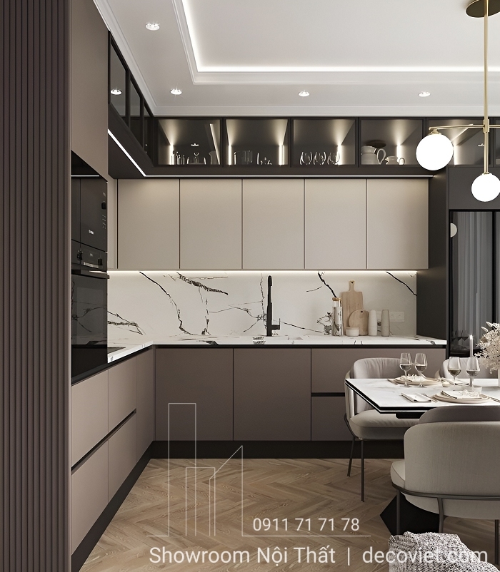 Tủ Bếp Chữ L Đẹp 417T