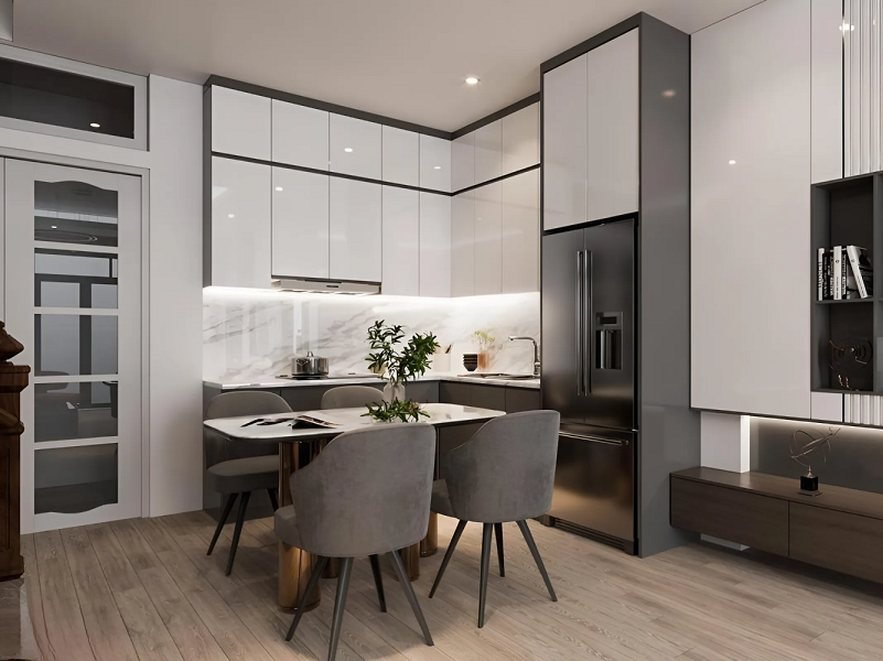 Tủ Bếp Chữ L Nhỏ Đẹp 435T