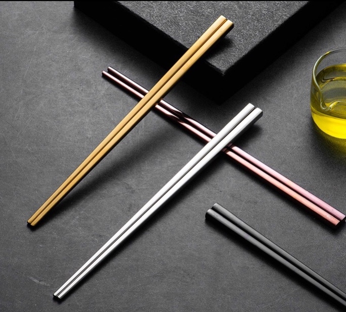 Đũa Inox, Đũa Inox #304, Đũa Cán Vuông Nhiều màu, Đũa Inox Cán Trơn
