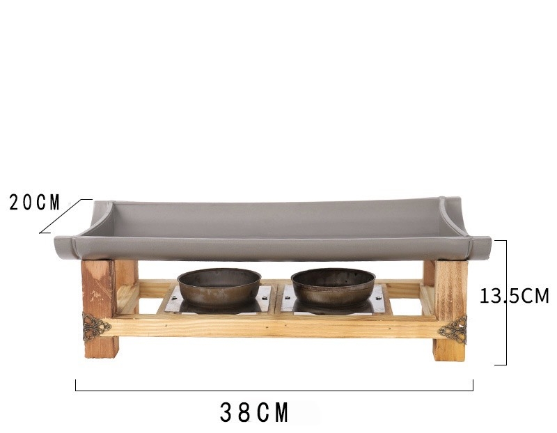 Bếp Gang Nướng Chữ Nhật Kệ Gỗ Đốt Cồn