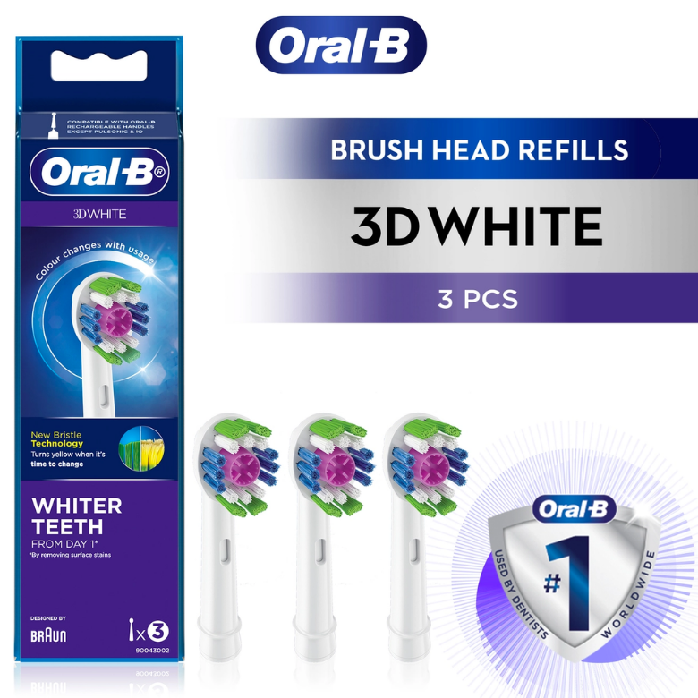 Set 2 Đầu bàn chải thay thế bàn chải điện Oral B Power Toothbrush 3D White Refills làm sạch mảng bám trắng sáng răng