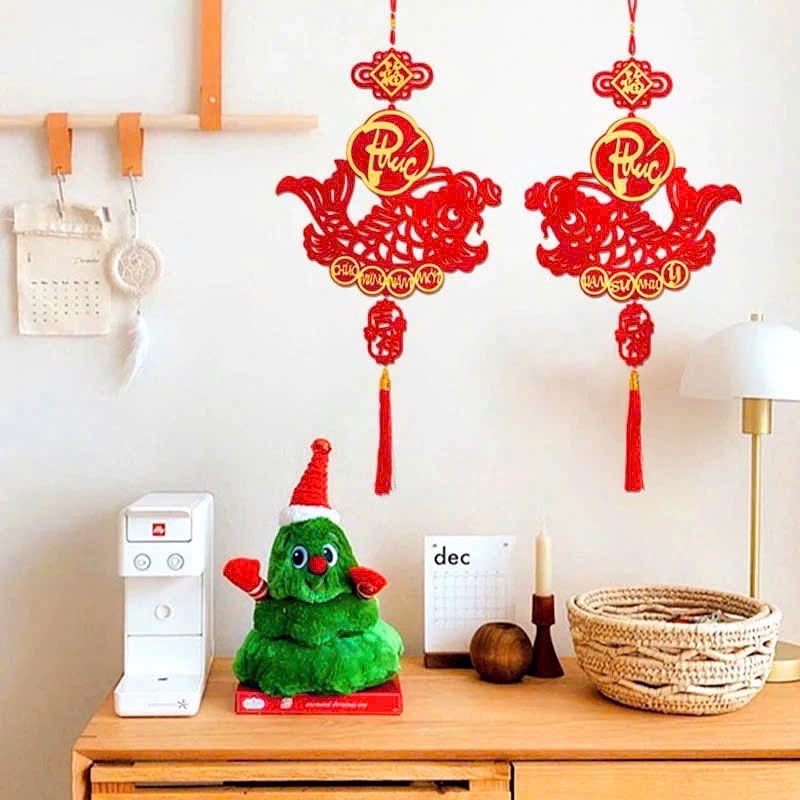 SET 2 LIỂN CÁ CHÉP CHỮ PHÚC KÈM CÂU ĐỐI TREO TRANG TRÍ DECOR (4)