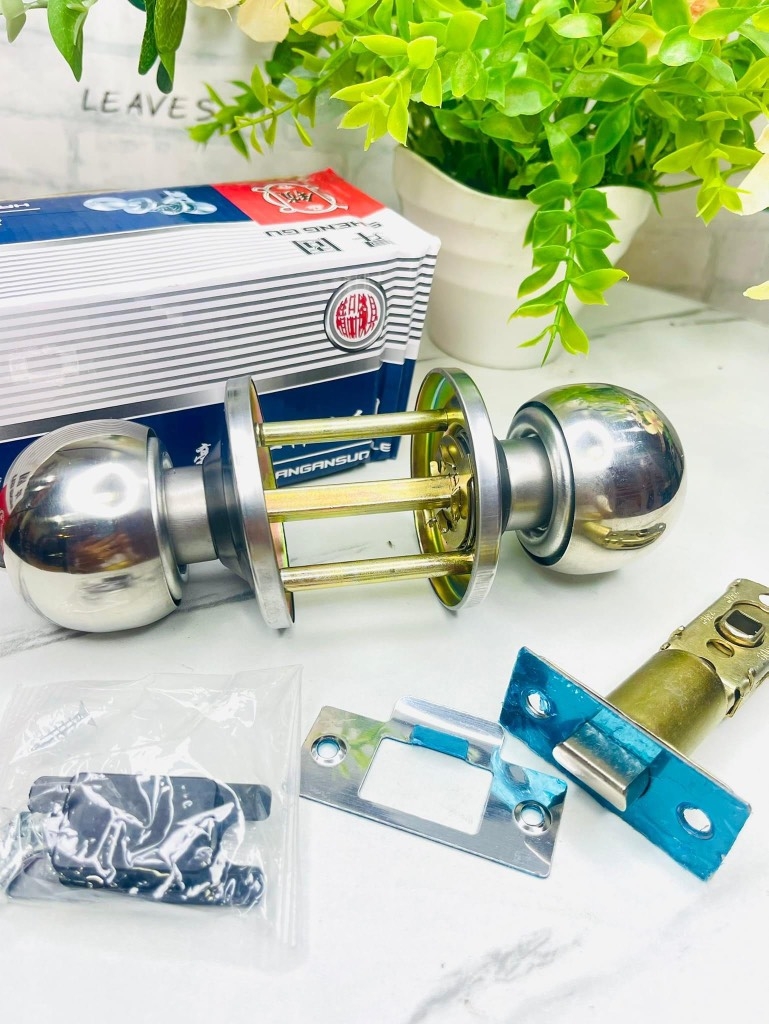 BỘ Ổ KHOÁ TAY NẮM CỬA TRÒN INOX (4)