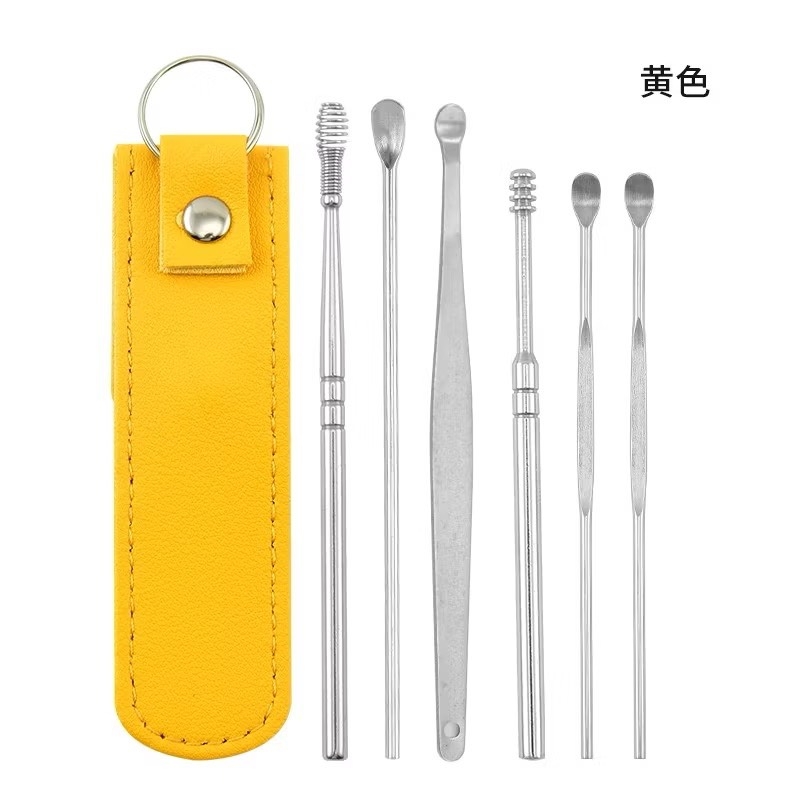 Bộ dụng cụ ráy tai 6 món Có Bao Da (2)