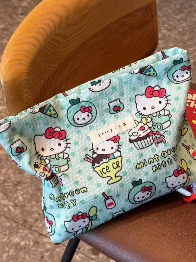 TÚI ĐỰNG MỸ PHẨM, MAKEUP KITTY XANH (3)