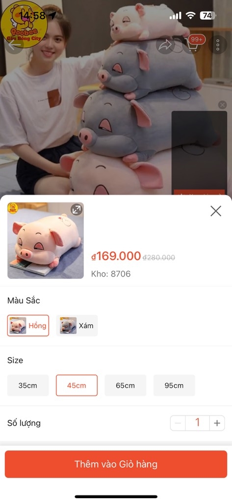 Gối Hình Heo Cute Siêu Mềm Êm (6)