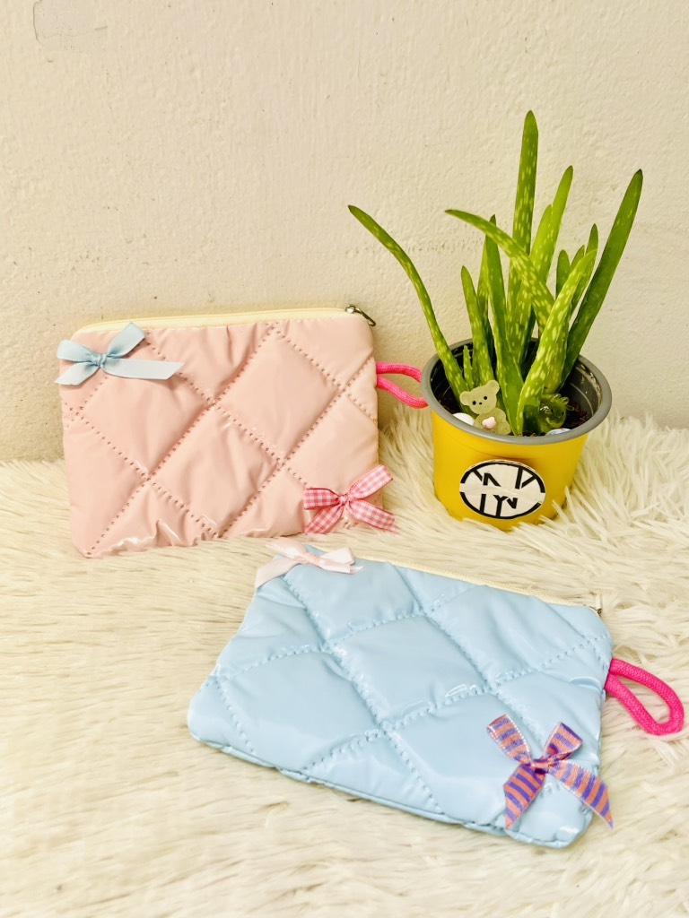 TÚI ĐỰNG MỸ PHẨM, MAKEUP 2 NƠ CHÉO SIZE NHỎ (3)