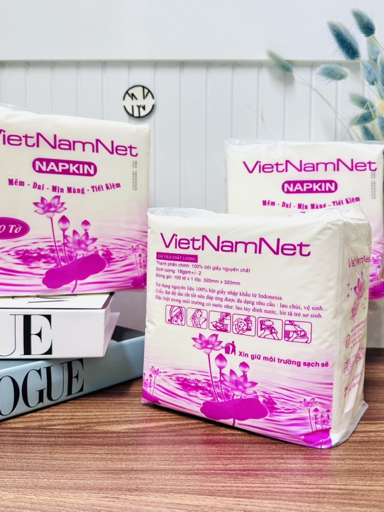 KHĂN GIẤY VUÔNG VIETNAMNET 100 TỜ (thùng 30bit)
