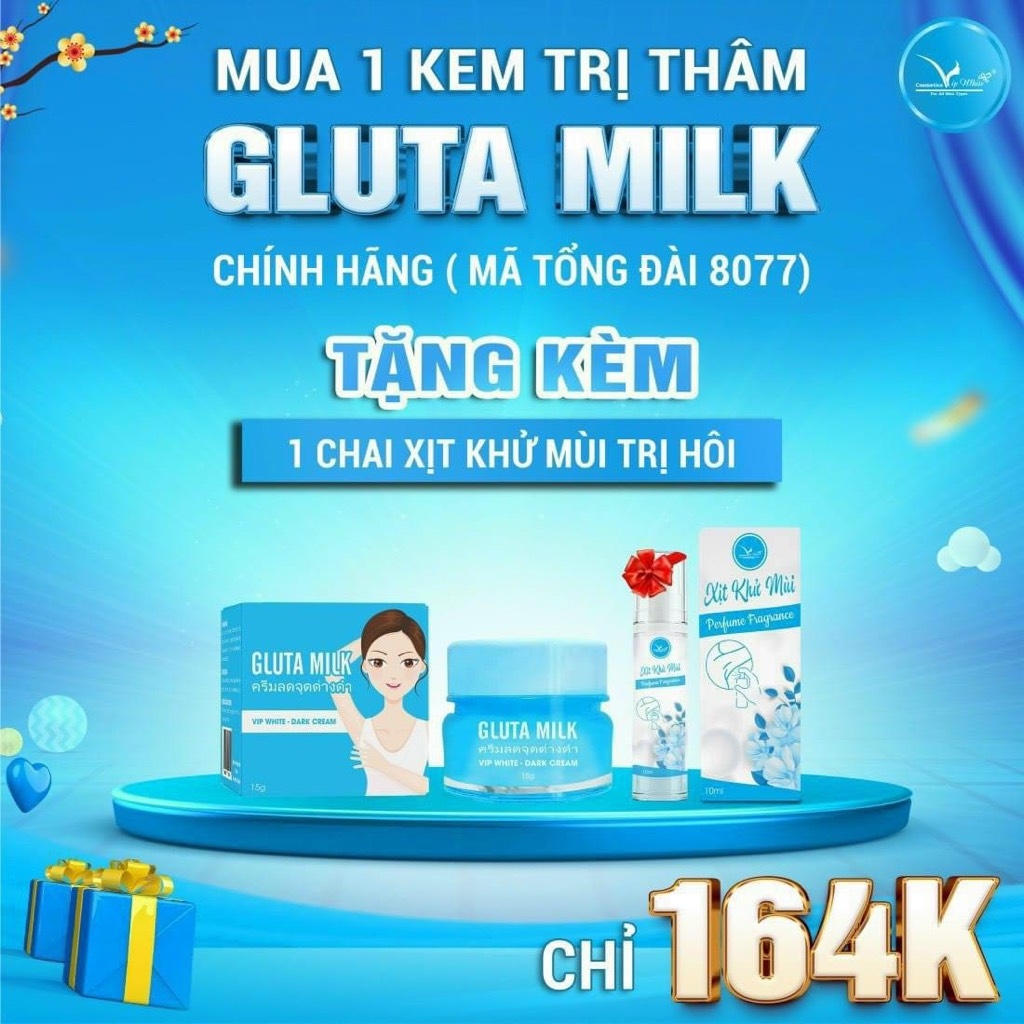 KEM HỖ TRỢ GIẢM THÂM NÁCH GLUTA MIKL TẶNG XỊT KHỬ MÙI C.HÃNG (10) '