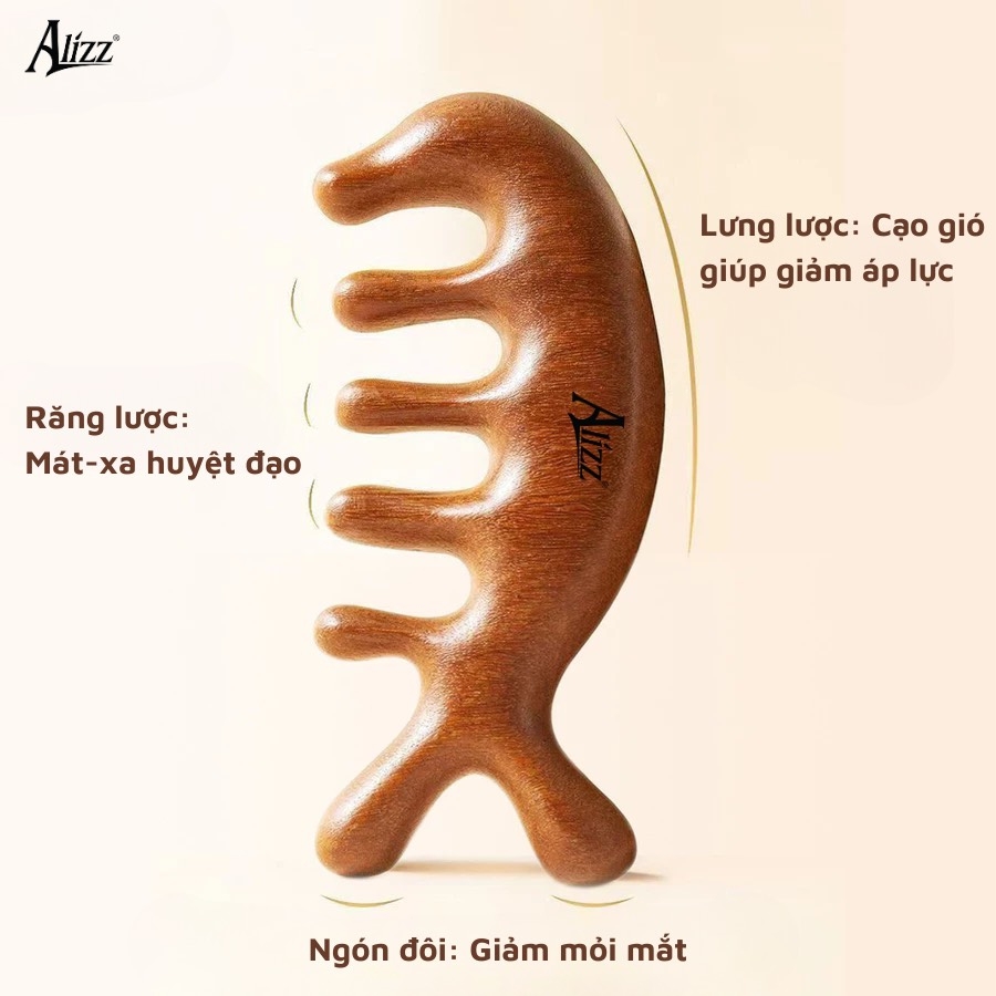 Lược massage gỗ đàn hương đầu cá heo AL-14361 (3)