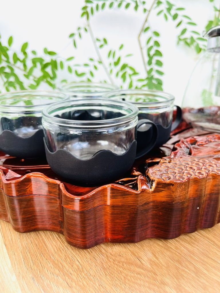 KHAY ÚP LY GIẢ GỖ MẪU SEN - TRÀ TÙNG ĐẸP SANG (4) '
