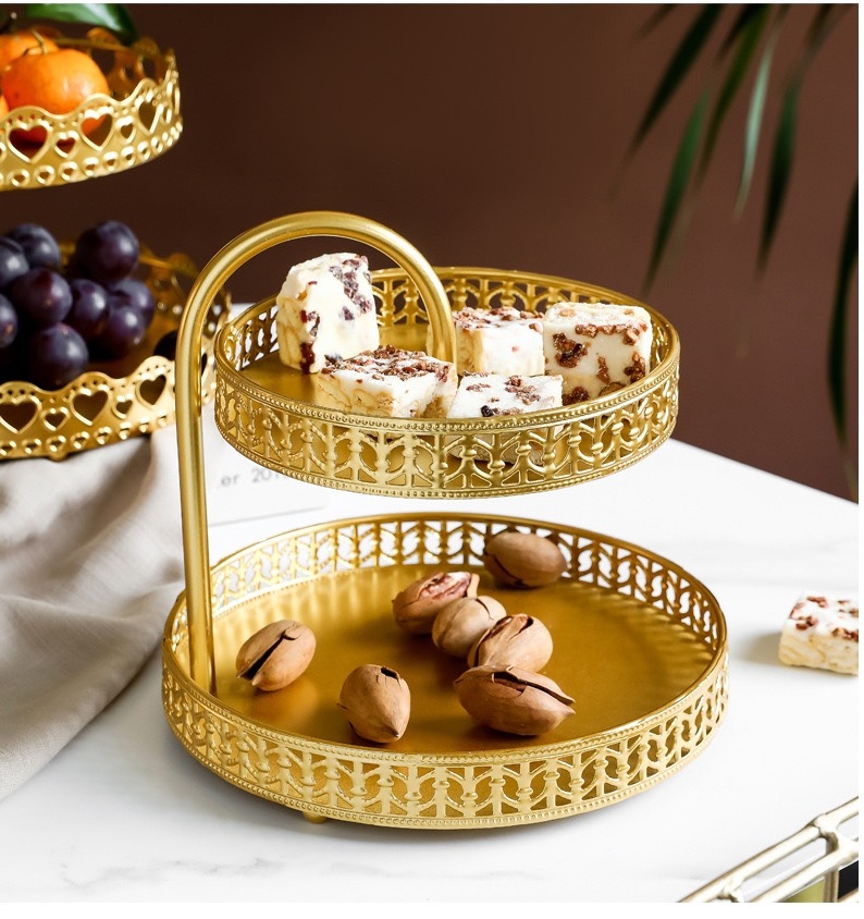 KHAY ĐỰNG BÁNH KẸO TRÁI CÂY MẠ VÀNG 2 TẦNG SANG TRỌNG (14)