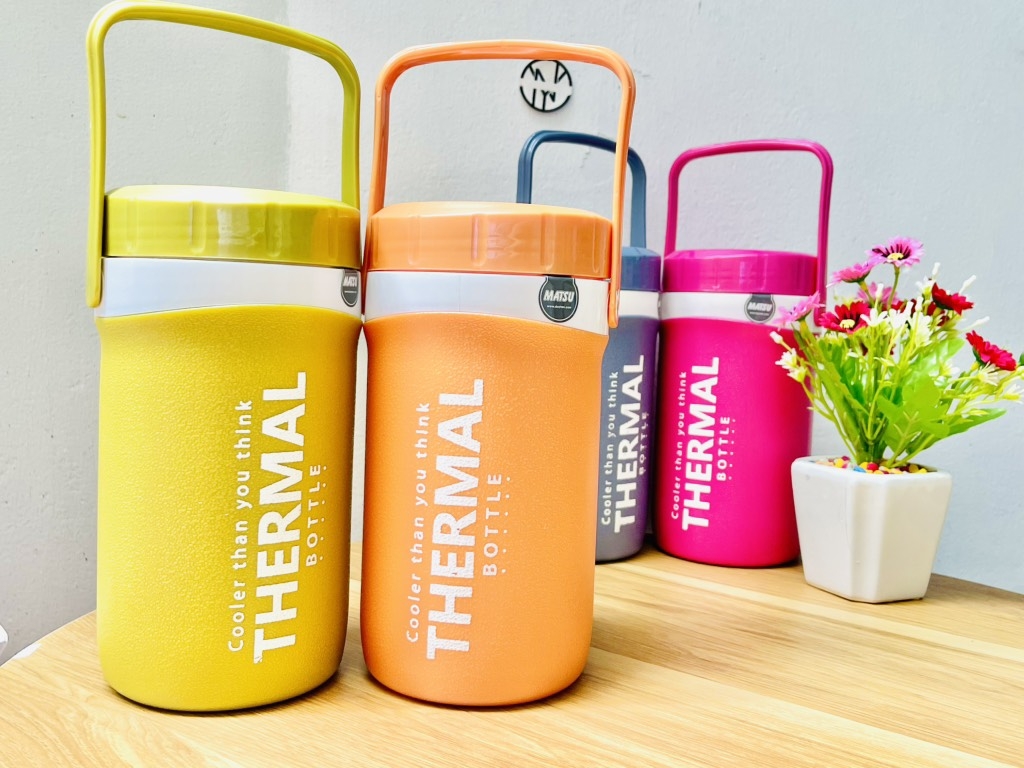BÌNH ĐỰNG NƯỚC GIỮ NHIỆT 1LÍT MATSU CÓ QUAI XÁCH, NẮP VẶN HÀNG CTY  (3)