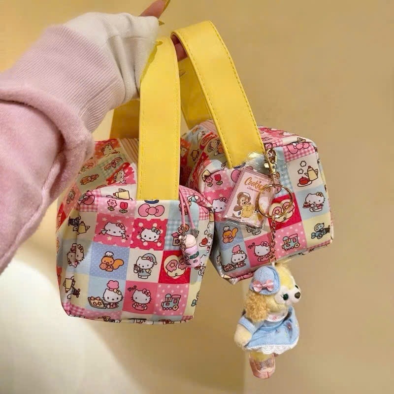 TÚI ĐỰNG MỸ PHẨM, MAKEUP KITTY CARO QUAI VÀNG (5)