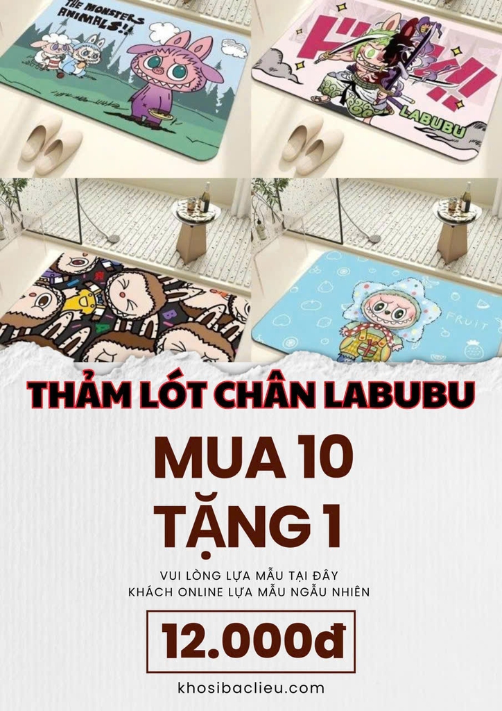 THẢM LÓT CHÂN CHỐNG TRƯỢT LABUBU HOT TREND (1)