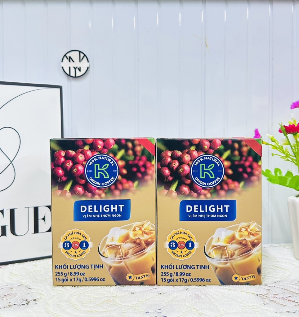 Hộp Cà Phê Sữa Hoà Tan 3in1 K DELIGHT 255g x 15 gói