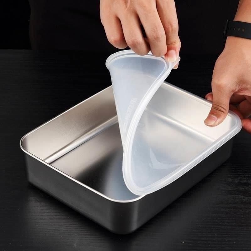 Khay Inox Đựng Thực Phẩm Có Nắp Lớn 25cm (2)