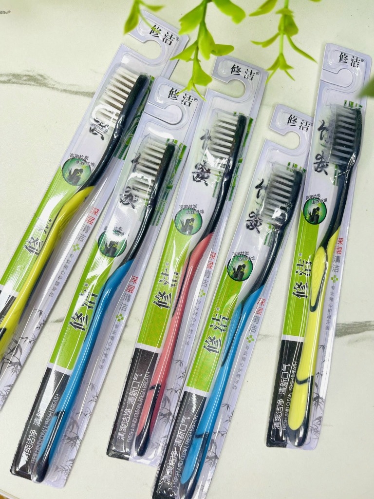 BÀN CHẢI ĐÁNH RĂNG THAN TRE MẪU THƯỜNG (ko ck)
