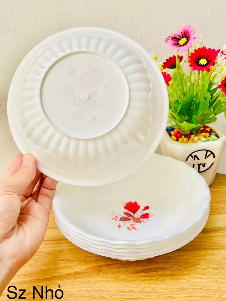 TÔ NHỰA TRẮNG HOA SIZE NHỎ (NO103, SỐ7)