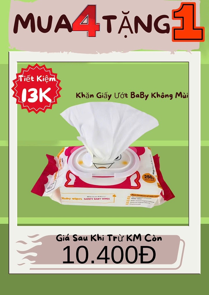 Khăn Giấy Ướt Bịch Lớn 600grm ( Trọng Lượng Giấy 250g) Baby không mùi (2)