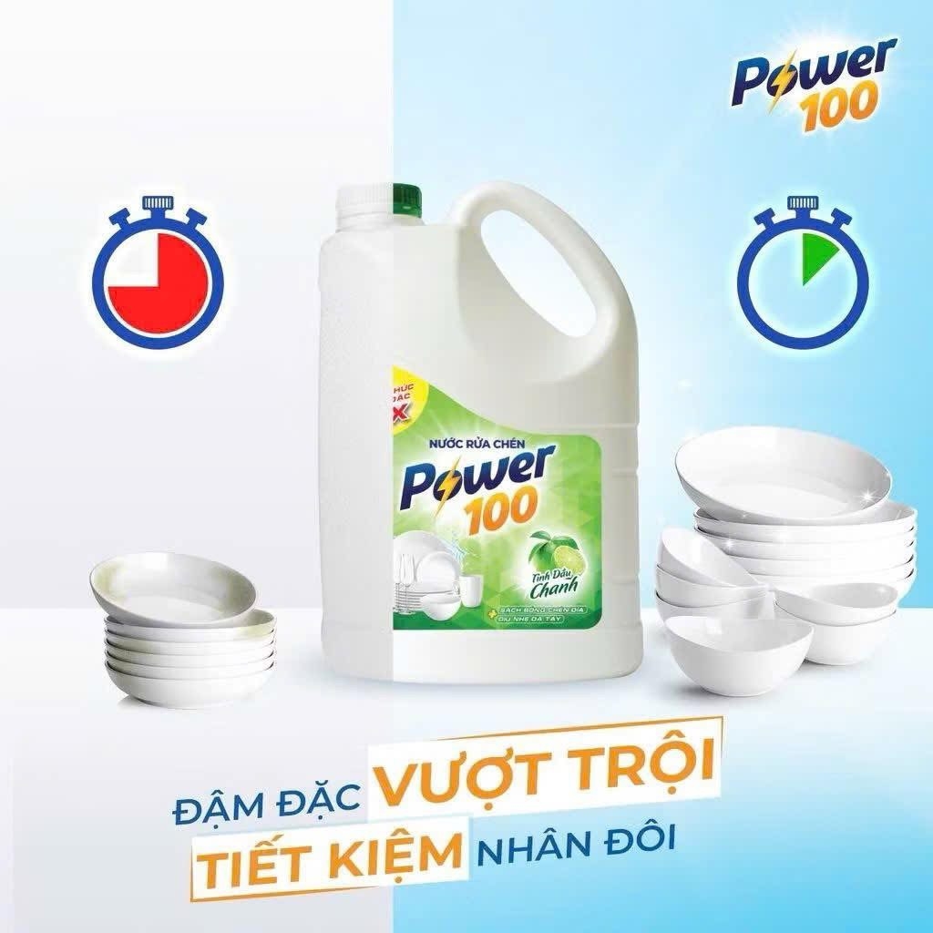 NƯỚC RỬA CHÉN POWER 100 HƯƠNG CHANH 1,4kg (3)