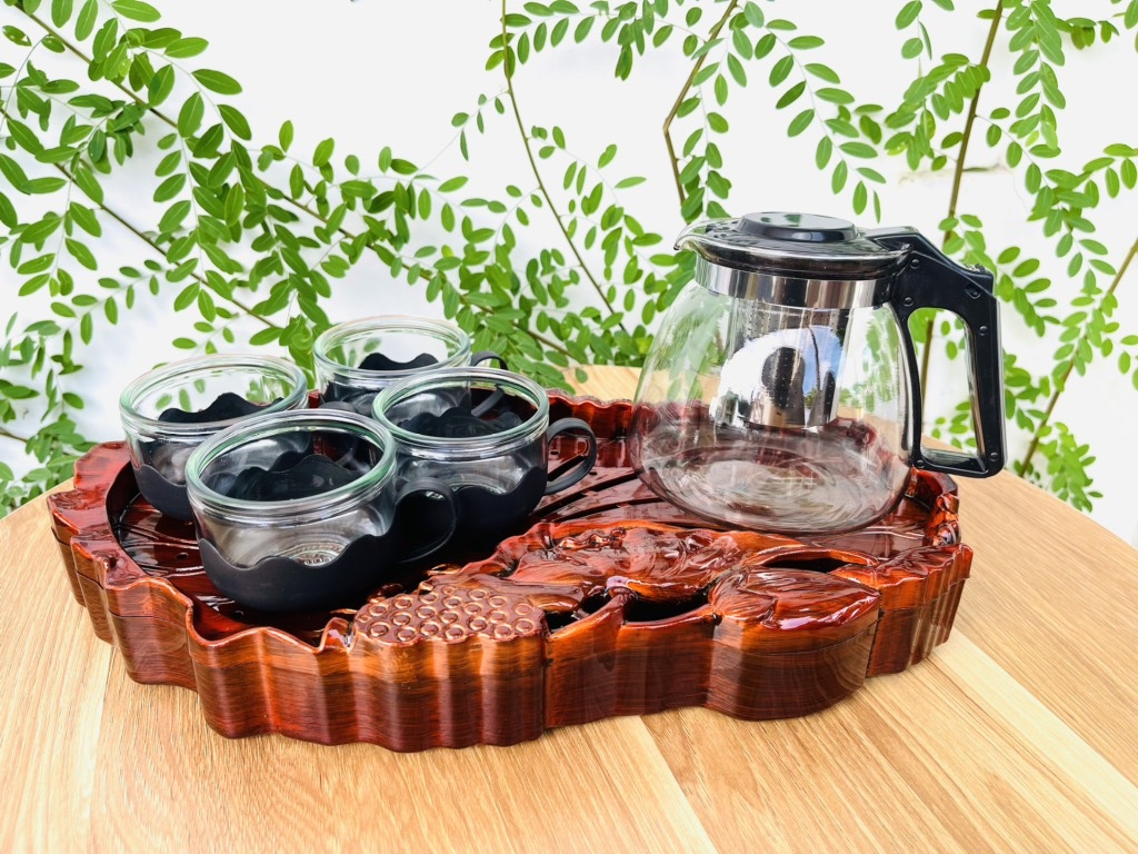 KHAY ÚP LY GIẢ GỖ MẪU SEN - TRÀ TÙNG ĐẸP SANG (4) '
