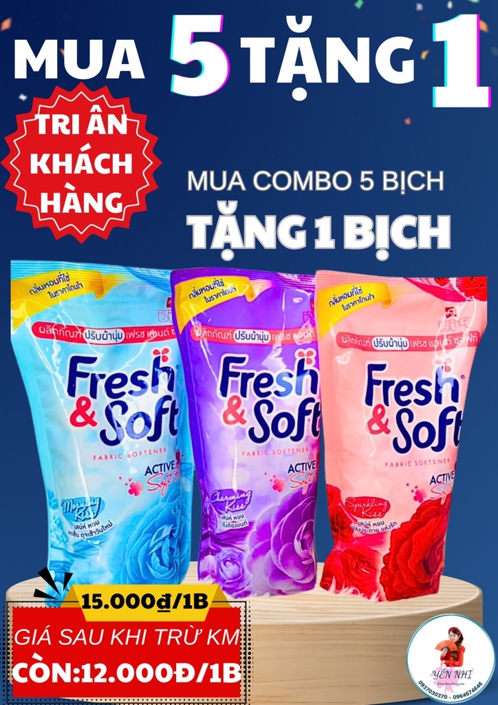 KM NƯỚC XẢ QUẦN ÁO FRESH SOFT THAILAND LOẠI 1 ( MUA 5 TẶNG 1) (2)