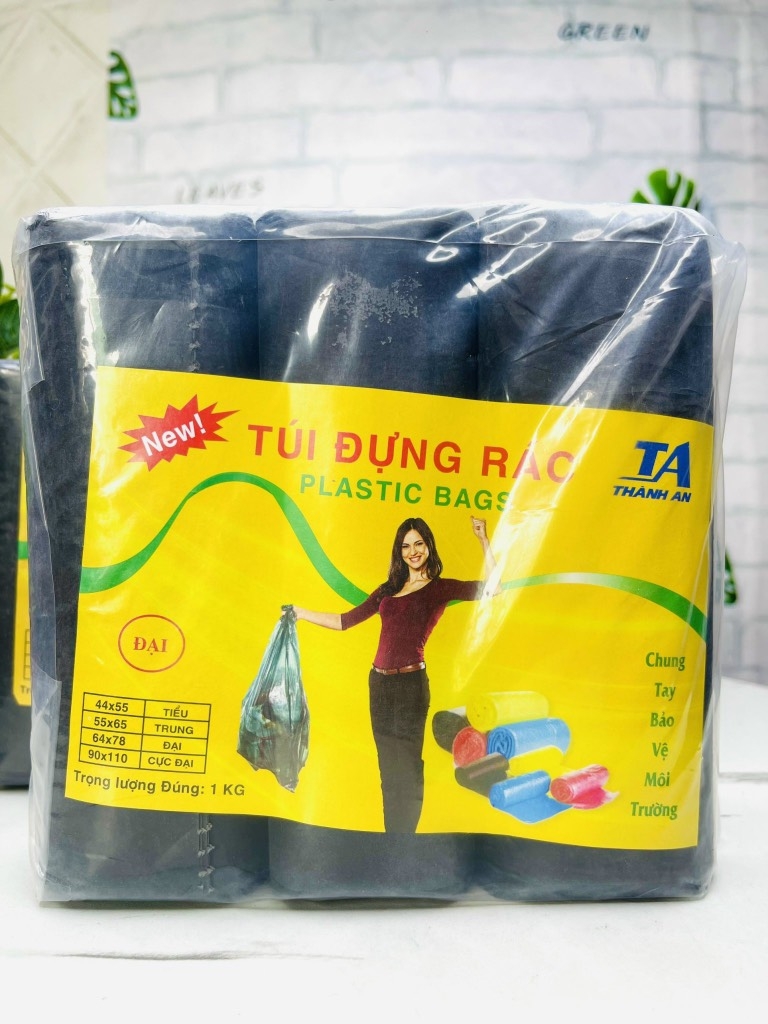 COMBO 3 CUỘN TÚI ĐỰNG RÁC SIZE TRUNG SIZE ĐẠI MÀU ĐEN TỰ HUỶ 1kg (2)