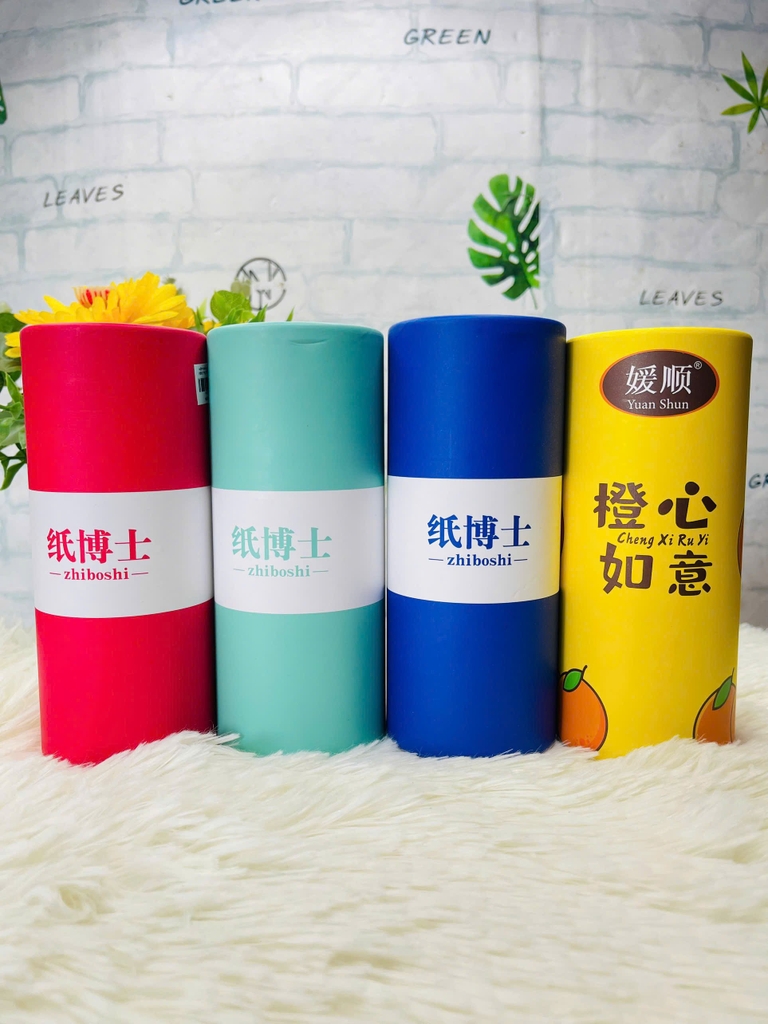 HỘP KHĂN GIẤY KHÔ HÌNH TRỤ ĐỂ XE Ô TÔ (2)