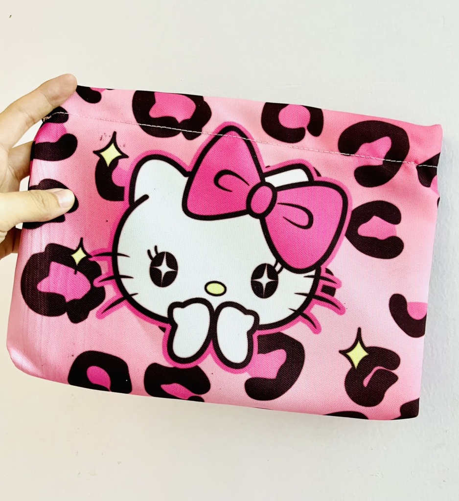 TÚI ĐỰNG ĐỒ TRANG ĐIỂM, MAKEUP KITTY BEO HỒNG (3)
