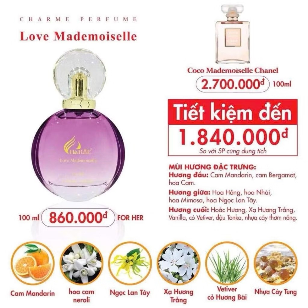 NƯỚC HOA CHARME LOVE 100ML MỚI C.HÃNG (20) '